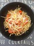 Linguine con chuleta ahumada