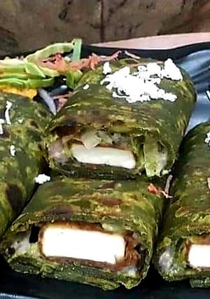 A picture of Spinach Cheese Kathi Roll.