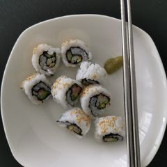 A picture of California Rolls.