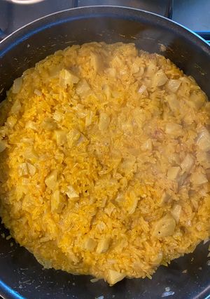 Una foto de Risotto a la milanesa