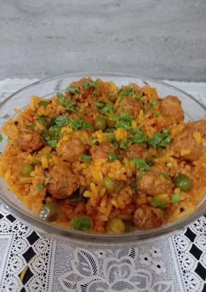 A picture of #LBC Peas & Soya chunks Pulav.