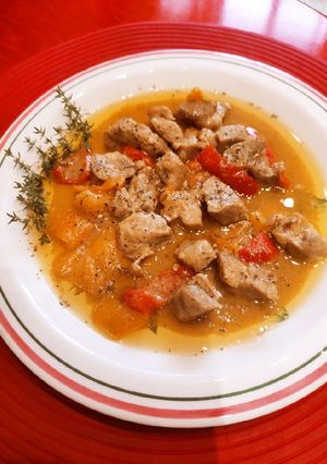 Φωτογραφία της συνταγής Χοιρινή τηγανιά με πιπεριές
