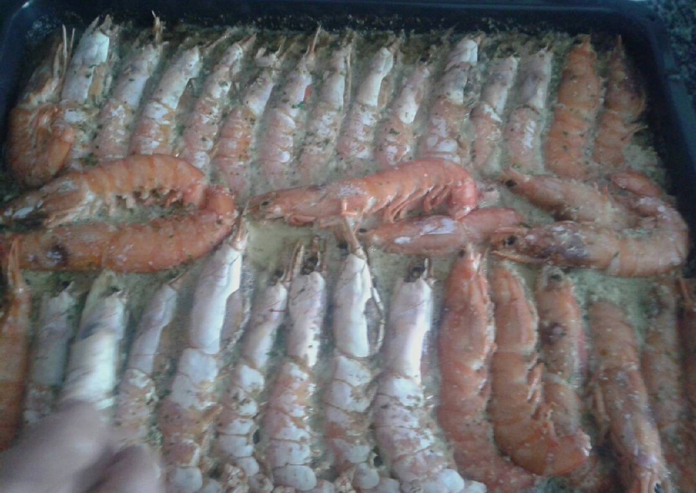 Langostinos al horno con champán