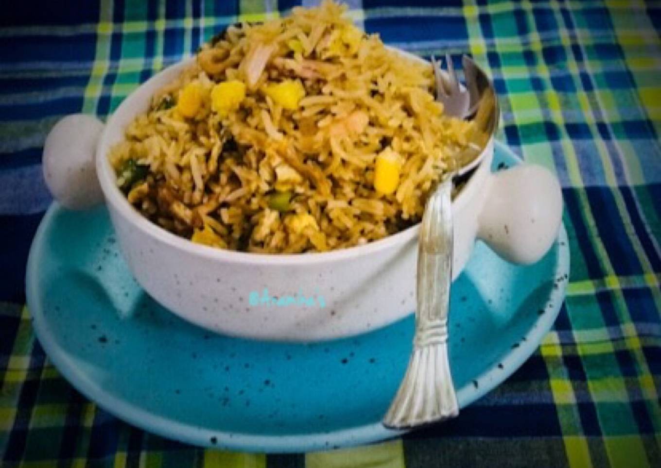 Indo-Chinese: Burnt Garlic Chicken Mushrooms Fried Rice