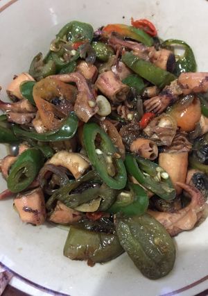 Foto resep Cumi asin cabe hijau pedas manis