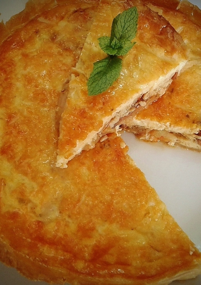 Una foto de Quiche de setas y langostinos