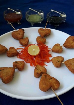 A picture of Little hearts potato pattice.