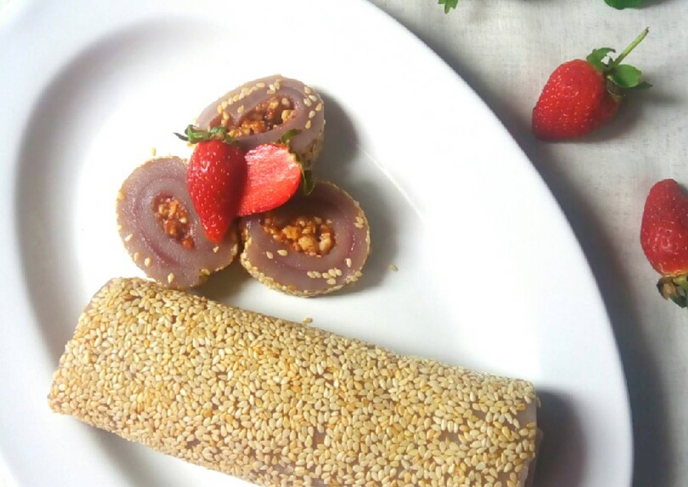 Resep Mochi Gulung Strawbery Isi Kacang