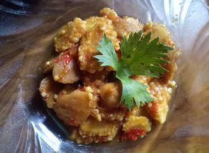 Foto resep TUMIS jagung muda (utren) & bakso pedas manis