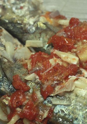 A picture of Kinamatisang Alumahan (Striped Mackerel with Tomato).