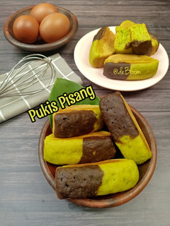 Foto resep 968. Pukis Pisang Pandan Cokelat, No Mixer, Praktis