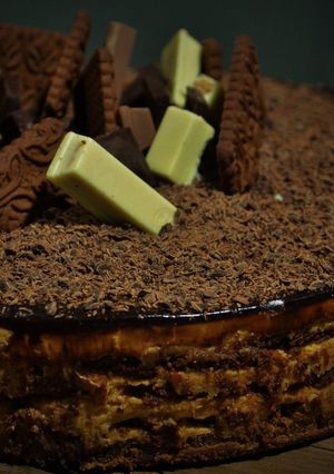 Una foto de Chocotorta con base de brownie