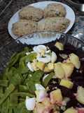 Ensalada chauchis + remolachas+papa+ huevo