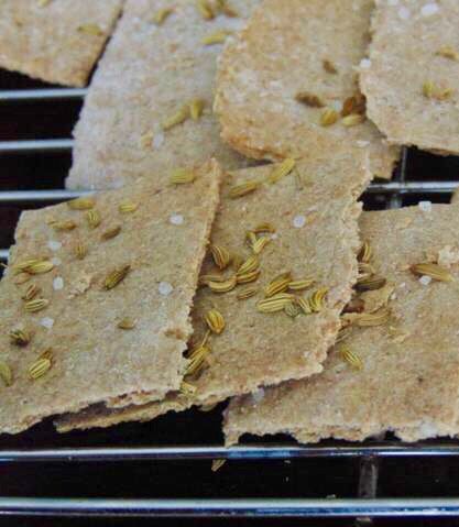 A picture of Fennel & Rock Salt Spelt Crackers.