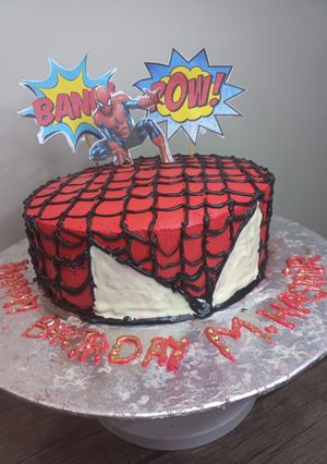 A picture of Spider man theme cake 🕷 🍰.