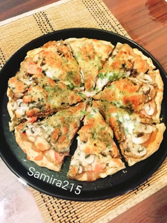 عکسی از دستور 🍕🇮🇹 پیتزا قارچ و گوشت 🇮🇹🍕
