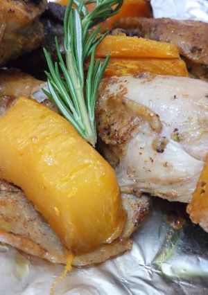 A picture of Oven Baked Chicken with Roasted Butternut.