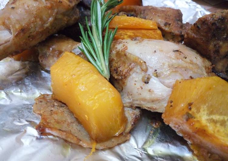Easiest Way to Make Homemade Oven Baked Chicken with Roasted Butternut