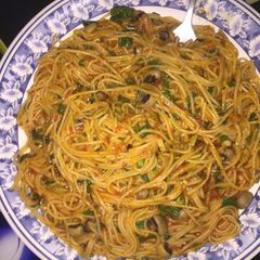 Spaghetti and beans jallof A picture of Spaghetti and beans jallof.