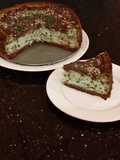 Mint Chococolate Chip Cheesecake with a Fudge Brownie Crust