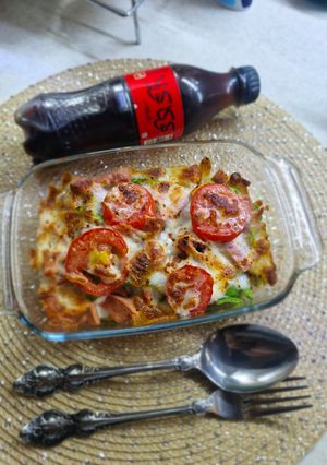 عکسی از دستور سیب زمینی و ژامبون تنوری