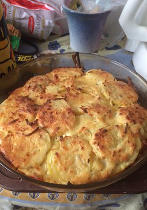 Una foto de Papas al horno con crema de leche