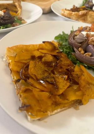 A picture of Butternut Squash and Goat Cheese Galette / Tart.