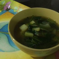 A picture of Miso Soup with Spinach & Potato.