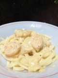 Pasta con camarones al ajillo