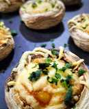 Champiñones rellenos gratinados con huevos de codorniz en airfryer