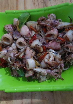 Foto resep Cumi asin pedas