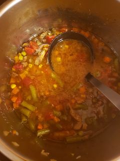 A picture of Quick and easy instant pot veggie beef soup.