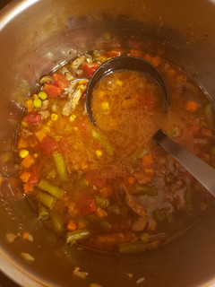 A picture of Quick and easy instant pot veggie beef soup.