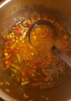 A picture of Quick and easy instant pot veggie beef soup.