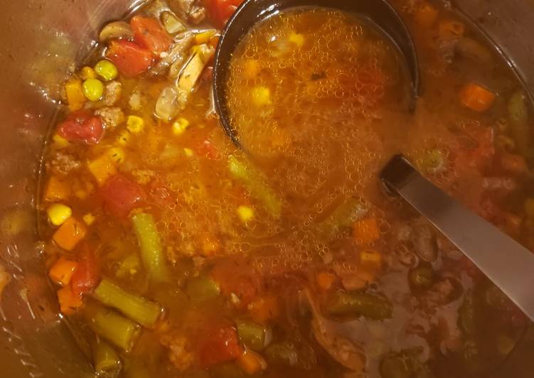 Quick and easy instant pot veggie beef soup