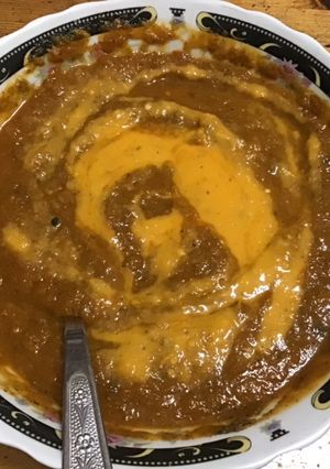 Une photo de Purée aux deux céleris et deux poivrons crème au curcuma
