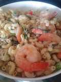 Spicy herbal jumbo shrimp pasta salad