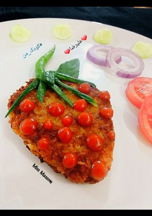 عکسی از دستور تزیین کتلت کودک به شکل توت فرنگی علیرضا👦