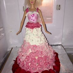 A picture of Barbie doll cake.