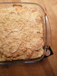 Une photo de 🍠Crumble de Patate douce et Chèvre au thym