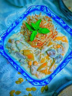 صورة لوصفة شاكرية باليقطين والحمص واللحم والفطر 🎃🎃🍖🎃🍖🍄🍄