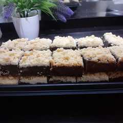 A picture of Banana Brownies with Crumble.