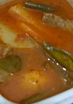 Foto resep Asampedas daging + kentang + kacang panjang