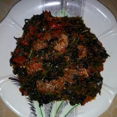 A picture of Kumbi leaf soup.