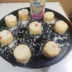 Milkmaid coconut ladoo A picture of Milkmaid coconut ladoo.