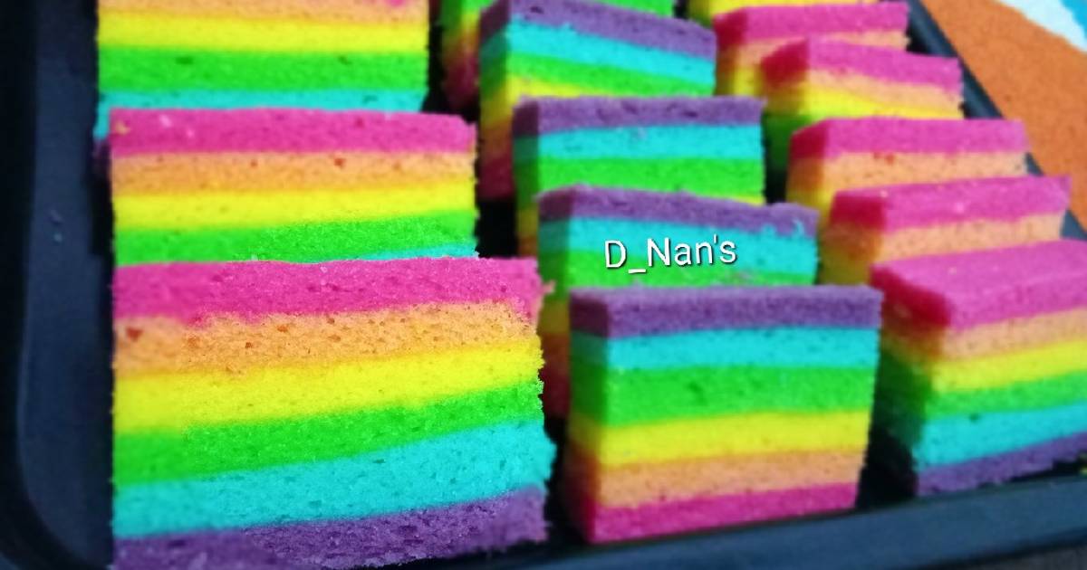 Resep Rainbow Cake 4 Telur Oleh Sarosa Cookpad