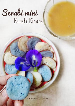 Foto resep Serabi Mini Kuah Kinca - Dengan Pewarna Alami Bunga Telang
