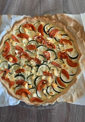 A picture of Zucchini, Tomato, and Feta Tart.