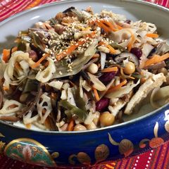 A picture of Japanese soy cooked vegetables.