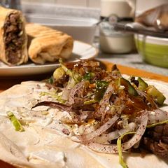 A picture of Shawarma chuck roast wrap.